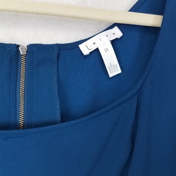 NEW Leith Nordstrom Women's Plus 1X Top Teal Exposed Zipper Crop Tank Sleeveless - Picture 4 of 7